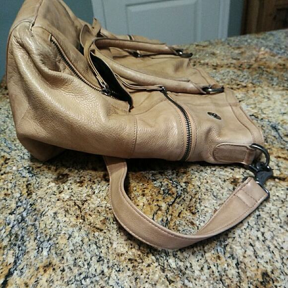 Day and Mood Handbag-Large Brown Beige Satchel with shoulder strap - Picture 5 of 16